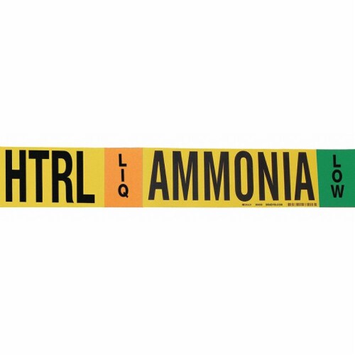 Brady Pipe Marker,Ammonia,26 in H,12 in W 57989 Perspective: front