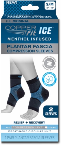 Copper Fit® Ice Menthol Infused Plantar Fascia Ankle Compression Sleeves,  S/M - Metro Market