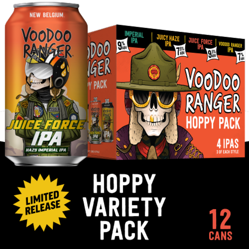 New Belgium Voodoo Ranger Hoppy IPA Variety Pack Craft Beer Perspective: front