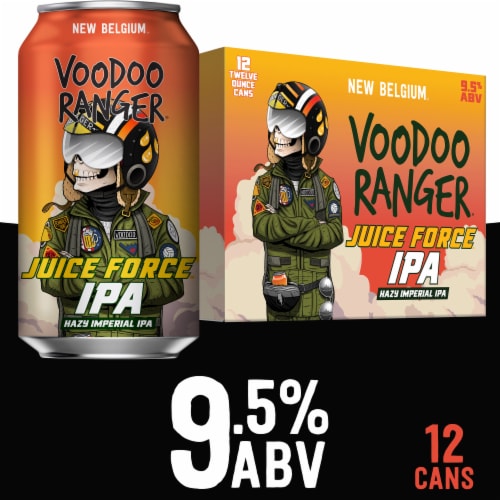 New Belgium Voodoo Ranger Juice Force Hazy Imperial IPA Beer, 12 Pack, 12 fl oz Cans Perspective: front