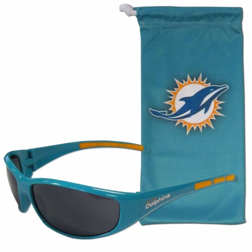 Miami Dolphins Wrap Sunglass and Bag Set Perspective: front