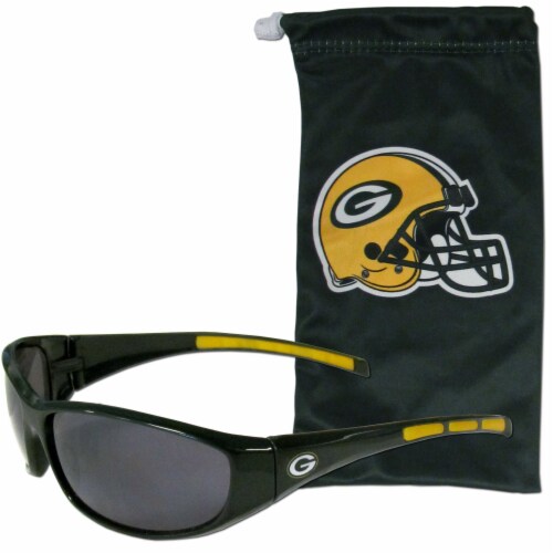 Green Bay Packers Wrap Sunglass and Bag Set Perspective: front
