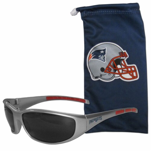 New England Patriots Wrap Sunglass and Bag Set Perspective: front