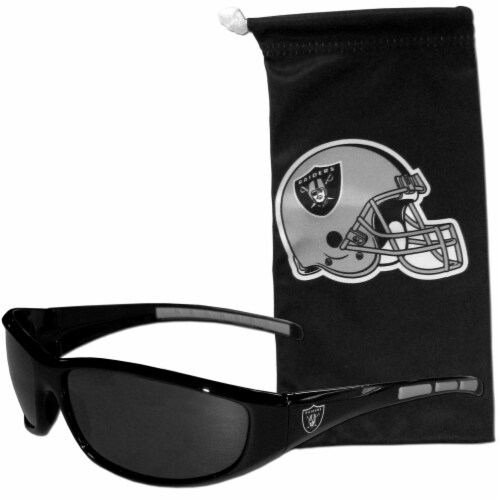 Las Vegas Raiders Wrap Sunglasses and Bag Set Perspective: front