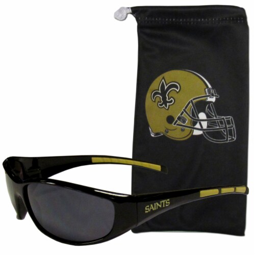 New Orleans Saints Wrap Sunglasses and Bag Set Perspective: front