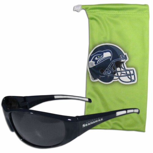 Seattle Seahawks Wrap Sunglasses and Bag Set Perspective: front