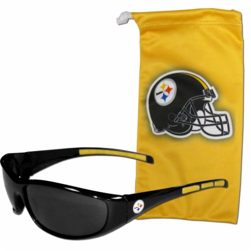 Pittsburgh Steelers Wrap Sunglasses and Bag Set Perspective: front