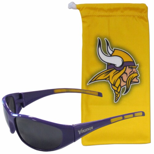 Minnesota Vikings Wrap Sunglasses and Bag Set Perspective: front