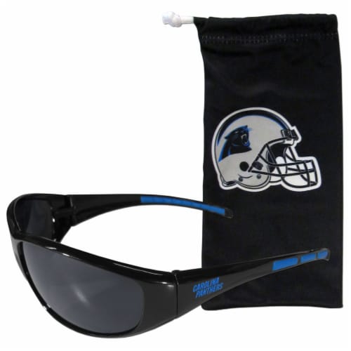 Carolina Panthers Wrap Sunglasses and Bag Set Perspective: front