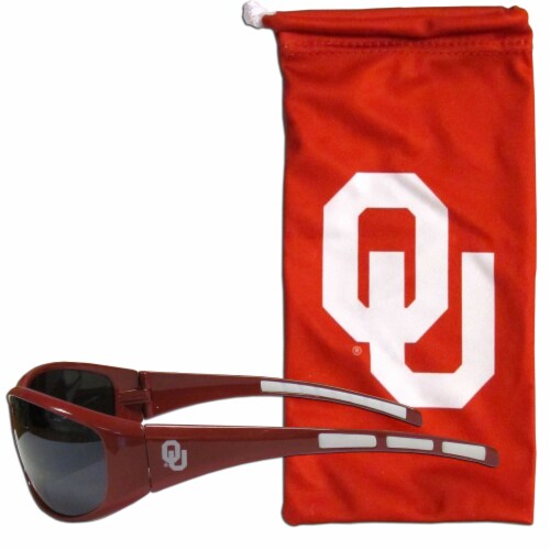 Oklahoma Sooners Wrap Sunglasses and Bag Set Perspective: front