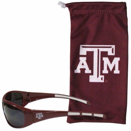 Texas A & M Aggies Wrap Sunglasses and Bag Set Perspective: front