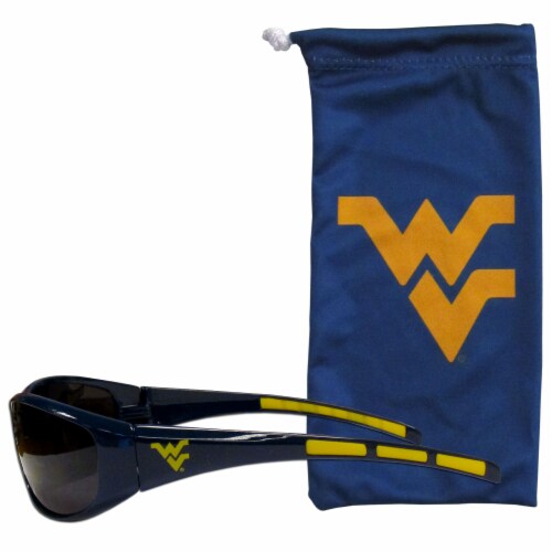 West Virginia Mountaineers Wrap Sunglasses and Bag Set Perspective: front