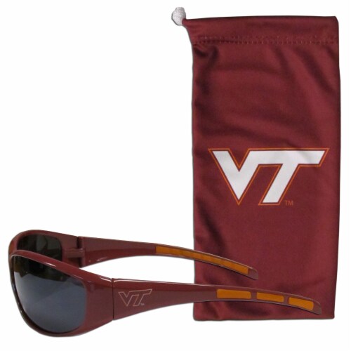 Virginia Tech Hokies Wrap Sunglasses and Bag Set Perspective: front