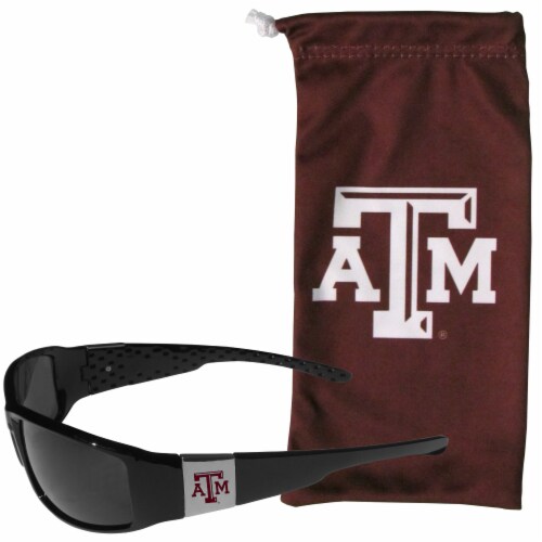 Texas A & M Aggies Chrome Wrap Sunglasses and Bag Set Perspective: front