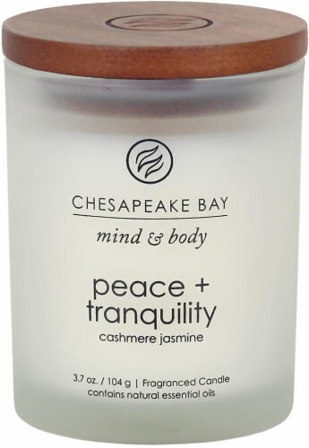 Chesapeake Bay Candle Mind & Body Peace + Tranquility Cashmere Jasmine Fragranced Candle Perspective: front