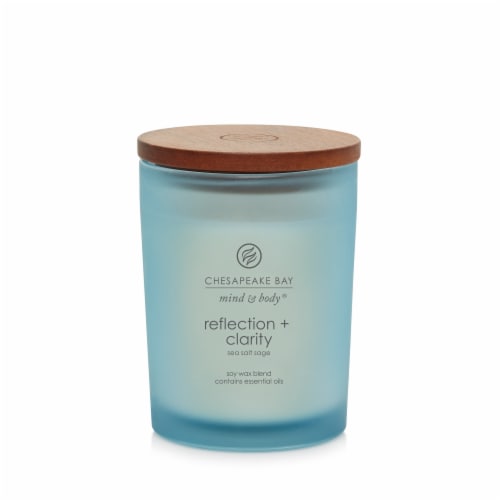 Chesapeake Bay Candle Mind and Body® Reflection and Clarity Jar Candle - Frosted Blue Perspective: front