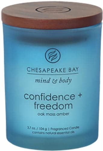 Chesapeake Bay Candle Mind and Body Confidence and Freedom Jar Candle - Frosted Blue Perspective: front