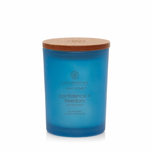 Chesapeake Bay Candle Mind and Body Confidence and Freedom Jar Candle - Frosted Blue Perspective: front