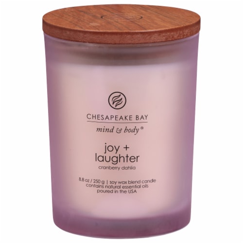 Chesapeake Bay Candle Mind & Body Joy + Laughter Cranberry Dahlia Fragranced Jar Candle Perspective: front
