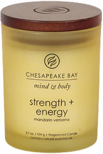 Chesapeake Bay Candle Mind and Body Strength and Energy Jar Candle - Frosted Yellow Perspective: front