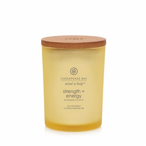 Chesapeake Bay Candle Mind and Body Strength and Energy Jar Candle - Frosted Yellow Perspective: front