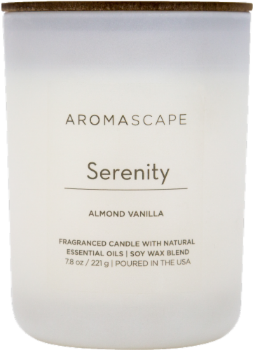 Aromascape Serenity Almond Vanilla Jar Candle - White Perspective: front