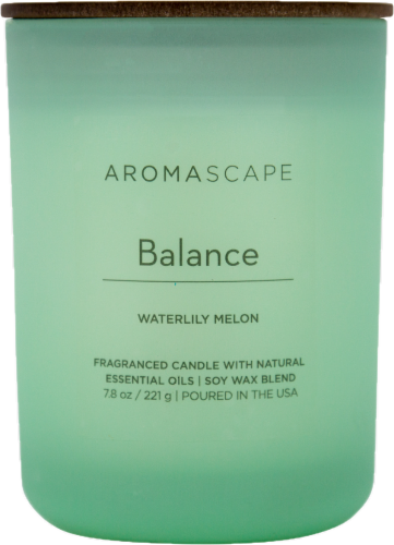 Aromascape Balance Waterlily Melon Jar Candle - Green Perspective: front