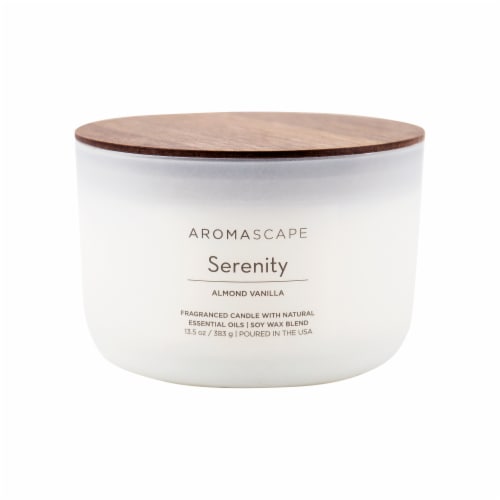 Aromascape Serenity Almond Vanilla 3-Wick Jar Candle Perspective: front