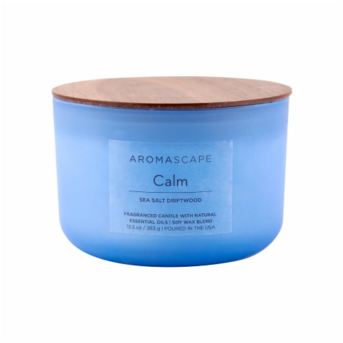 Aromascape Calm Sea Salt Driftwood Candle Perspective: front