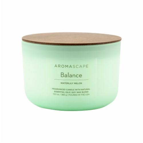 Aromascape Balance Waterlilly Melon 3-Wick Jar Candle Perspective: front