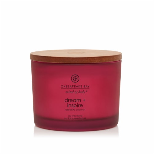 Chesapeake Bay Dream & Inspire Raspberry Coconut Scented Jar Candle Perspective: front