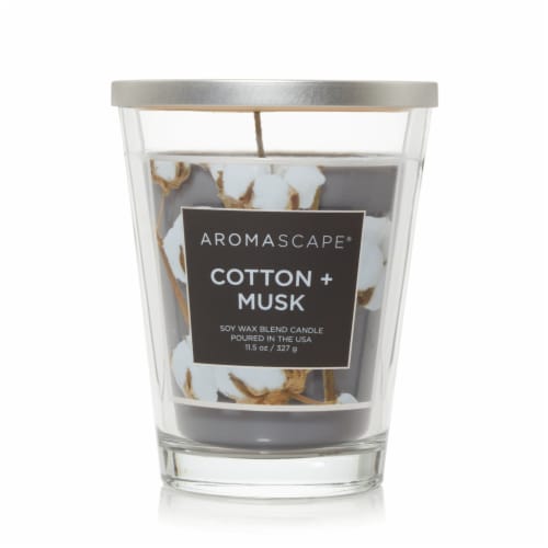 Aromascape Cotton Musk Candle Perspective: front