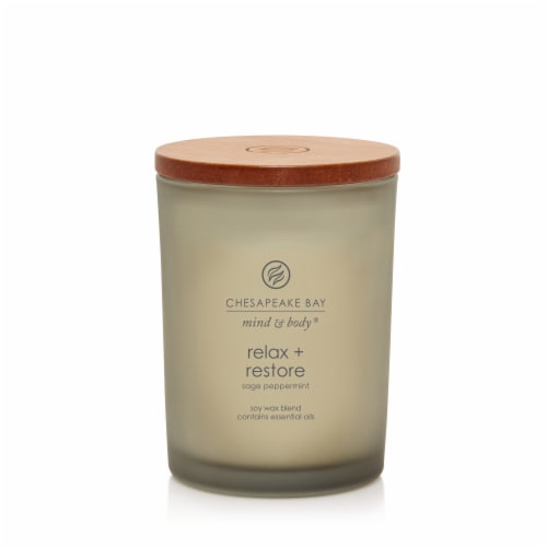 Chesapeake Bay Candle Mind & Body® Relax + Restore Sage Peppermint Jar Candle Perspective: front