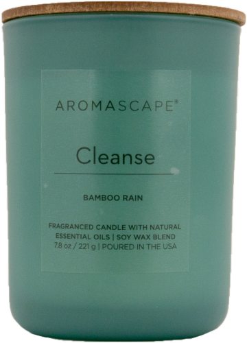 Aromascape® Cleanse Bamboo Rain Jar Candle - Green Perspective: front