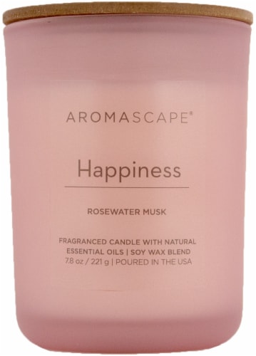 Aromascape® Happiness Rosewater Musk Jar Candle - Pink Perspective: front