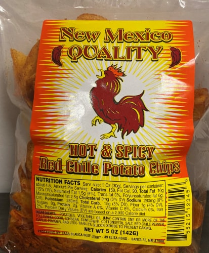 New Mexico Quality Hot & Spicy Red Chile Potato Chip Perspective: front