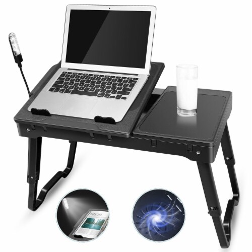 Foldable Laptop Table Bed Notebook Desk With Cooling Fan Mouse Board Led Light 4 Xusb Ports 1 unit Fred Meyer