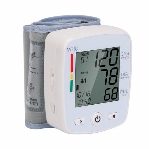 Blood Pressure Monitor Wrist Digital High Blood Pressure Cuff Heartbeat Tester Perspective: front
