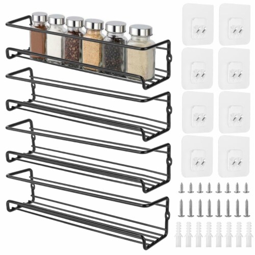 Adhesive Spice Rack Organizer Wall Mount, Clear Acrylic Shelves [3 Pack]