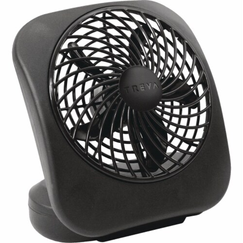 Treva 5 In. 2-Speed Black Battery Operated Table Fan FD05004 BLK Perspective: front