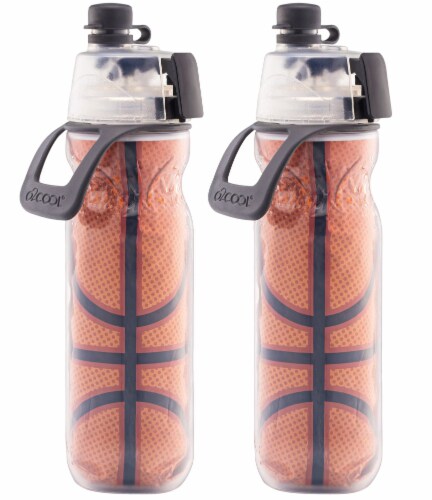 O2COOL Mist N' Sip® Water Bottle, 2 Pack, Basketball, 2