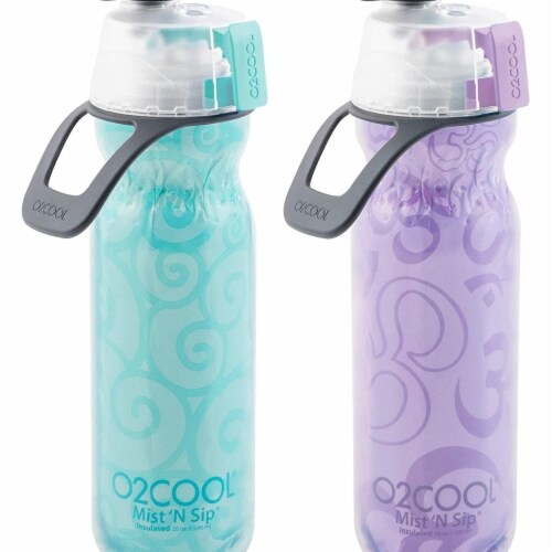 O2COOL Mist and Sip Water Bottle for Drinking and Misting, 2 Pack