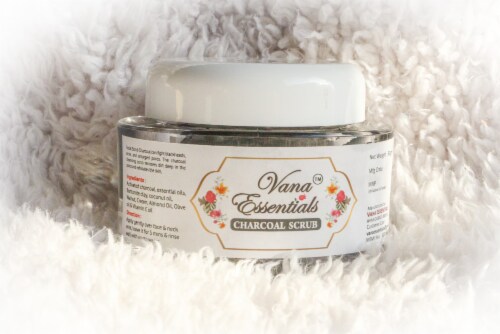 Vana Essentials Organic Charcoal Face Scrub 50 gms (with Walnut Shell powder) Perspective: front