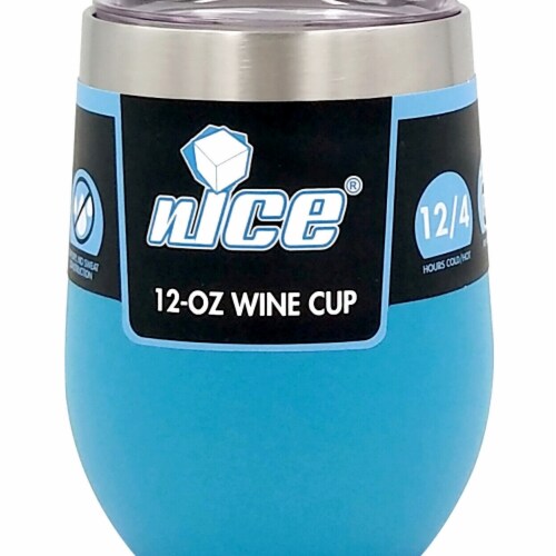Nice WPF-519534 12 oz Vacuum-Insulated Stainless-Steel Wine Tumbler, Blue Perspective: front