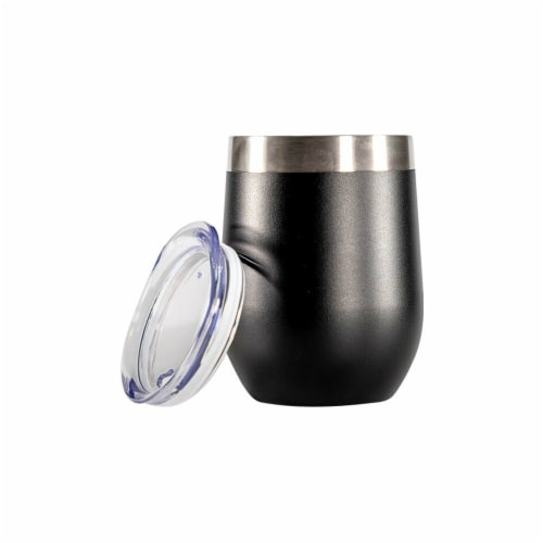 Nice WPF-519558 12 oz Vacuum-Insulated Stainless-Steel Wine Tumbler  Black Pack of 10 Perspective: front