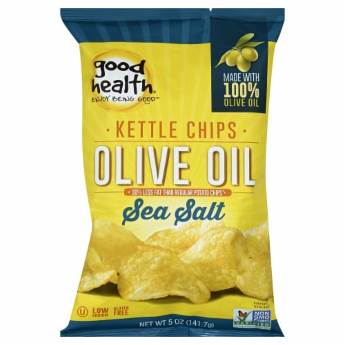Good Health Kettle Chips Olive Oil Sea Salt Perspective: front