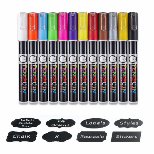 PENGUIN ART SUPPLIES Vibrant Liquid Chalk Markers - 12 Colors Fine Tip Pens,  36 Piece Set - Fry's Food Stores