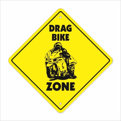 SignMission  14 x 14 in. Zone Xing Crossing Sign - Drag Bike Perspective: front