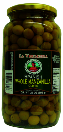 La Verdadera Spanish Whole Manzanilla Olives Perspective: front