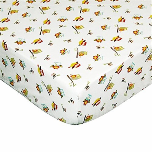 Spotty Owls Crib Sheet Perspective: front
